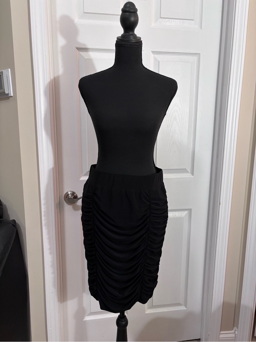 Tribal Black Ruched Pencil Skirt